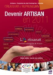 la qualitÃ© d'artisan - Chambre de mÃ©tiers et de l'artisanat