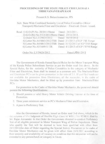 State Wide Combined Provisional Seniority List ... - Kerala Police