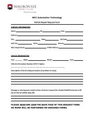 Request for Vehicle Repair form - Waubonsee Community College