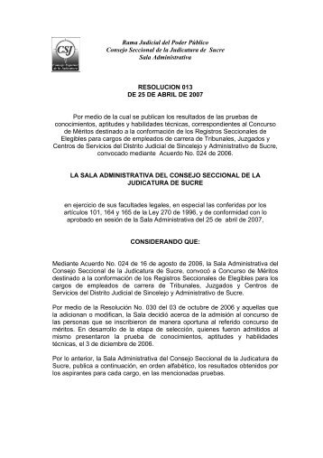 Rama Judicial del Poder PÃºblico Consejo Seccional de la ...