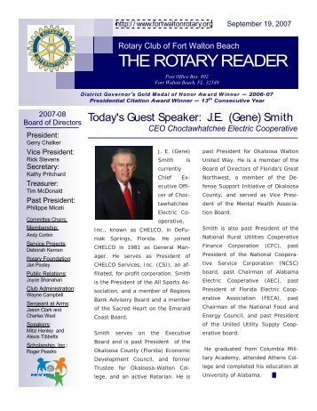 Rotary Reader 2007 09 19 - Rotary of Fort Walton Beach Main Page