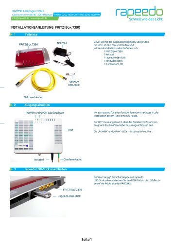 INSTALLATIONSANLEITUNG FRITZ!Box 7390 - rapeedo