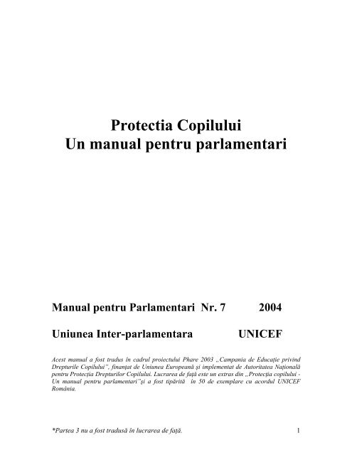 Un manual pentru parlamentari - Directia Protectia Copilului