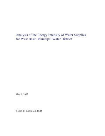 Analysis of the Energy Intensity of Water Supplies for West Basin ...