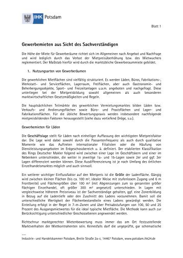 Gewerbemieten aus Sicht des Sachverständigen - IHK Potsdam ...