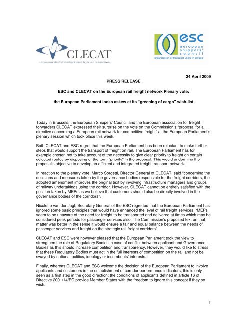 CLECAT-ESC joint press release