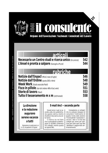 N. 31 del 29 luglio 2000 - Ancl