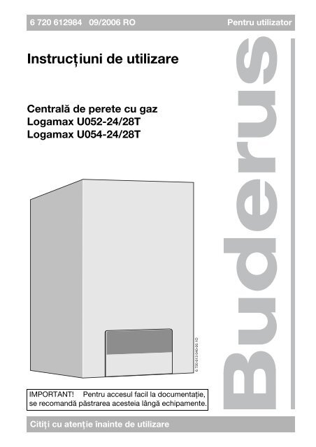 Manual de utilizare Buderus U052T.ro