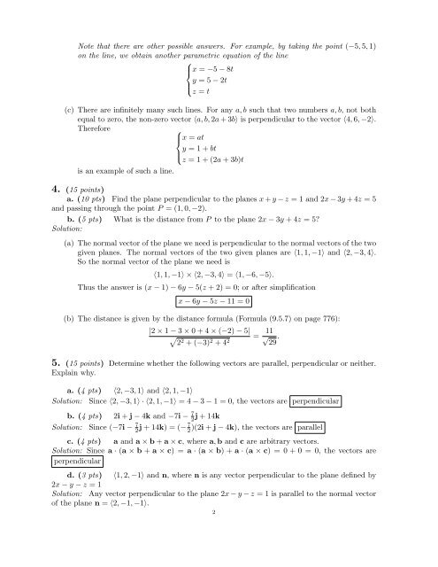 MULTIVARIABLE CALCULUS PRACTICE MIDTERM 1 SOLUTIONS