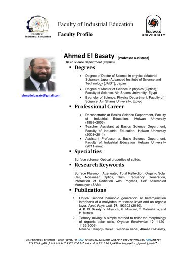 Ahmed El Basaty - Helwan University