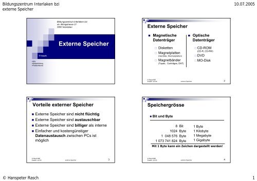 Externe Speicher - rasch.ch