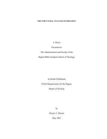 The Structural Analysis of Philemon - Wayne Slusser, Ph.D.