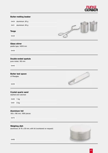 Laboratory catalogue