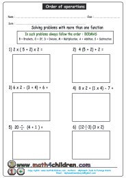 Order of operations worksheet - Math for Children