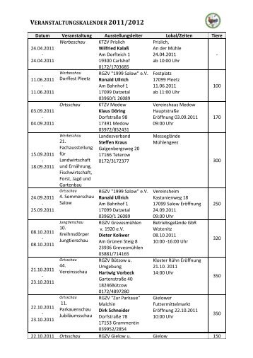 VERANSTALTUNGSKALENDER 2011/2012 - Landesverband ...