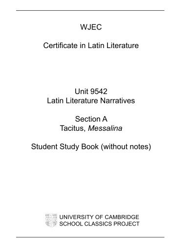 WJEC Certificate in Latin Literature Unit 9542 Latin Literature ...