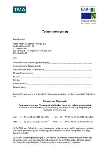 Teilnehmervertrag - TMA