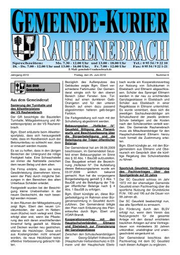 Aus dem Gemeinderat - Gemeinde Rauhenebrach