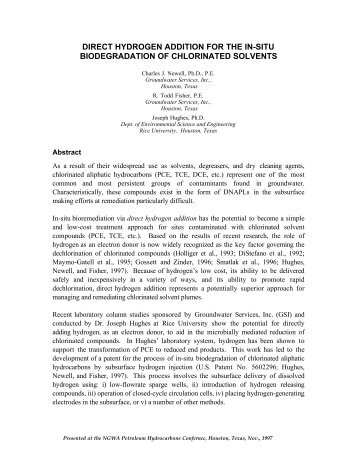 direct hydrogen addition for the in-situ biodegradation of chlorinated