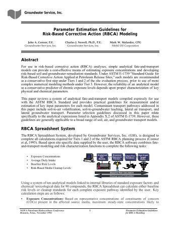 Parameter Estimation Guidelines for Risk-Based Corrective Action ...