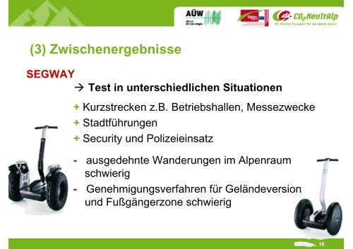 CO2 NeuTrAlp im AllgÃ¤u, Umsetzung und Ergebnisse