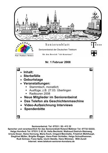 Seniorenblatt 1/2008 - Telekom-Senioren Konstanz