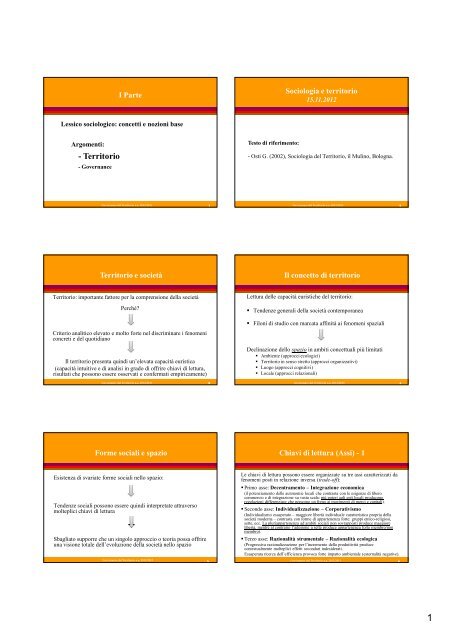 Slides Governance del Territorio 2012-2013.pdf - Facolta' di Scienze ...