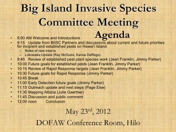 Big Island Invasive Species Committee (BIISC) Meeting ...