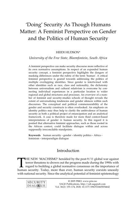 'Doing' Security As Though Humans Matter: A Feminist Perspective ...