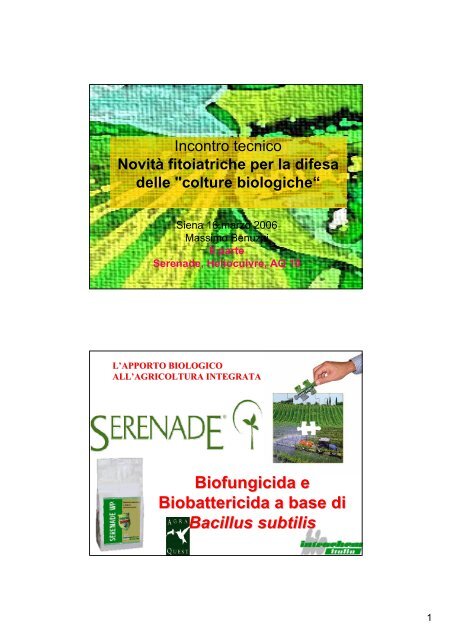 SERENADE â Prodotto a base di Bacillus subtilis contro la ... - Arsia