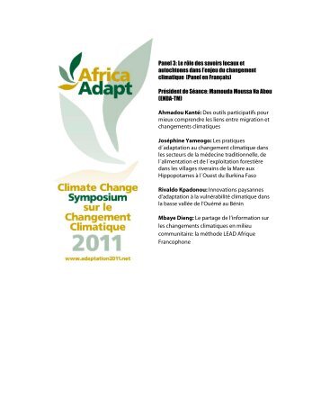 Panel 3: Le rôle des savoirs locaux et autochtones ... - Africa Adapt