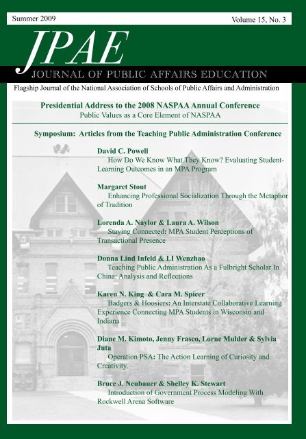 JOURNAL OF PUBLIC AFFAIRS EDUCATION - naspaa