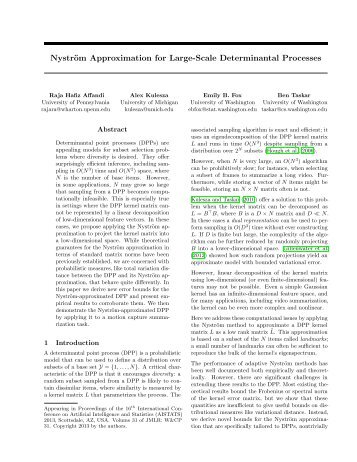 NystrÃ¶m Approximation for Large-Scale Determinantal Processes