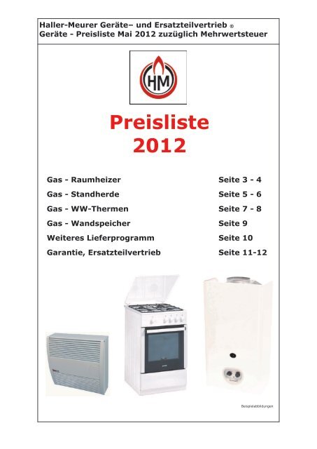 Preisliste 2012 - Haller-Meurer-Raumheizer