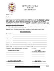 Registration Forms for Returning Students - St. Thomas More School