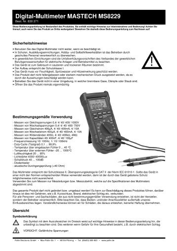 Digital-Multimeter MASTECH MS8229 - Pollin Electronic GmbH