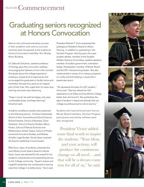 Fall 2012 Alumni Magazine - Lake Erie College