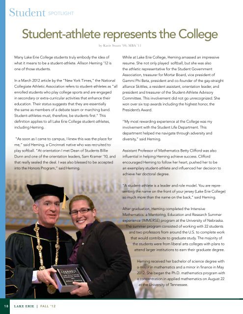 Fall 2012 Alumni Magazine - Lake Erie College