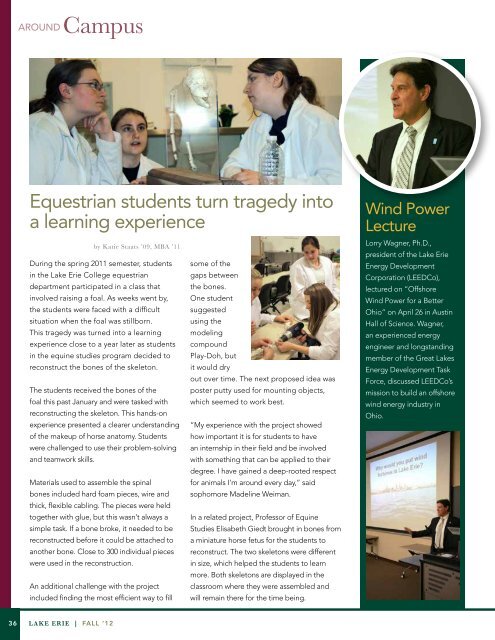 Fall 2012 Alumni Magazine - Lake Erie College