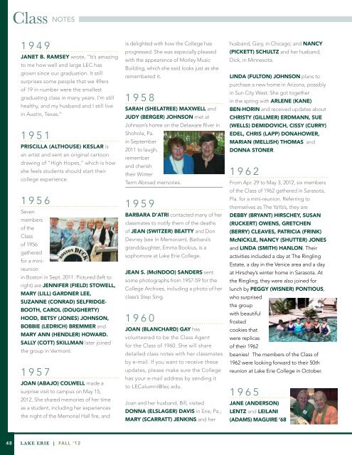 Fall 2012 Alumni Magazine - Lake Erie College