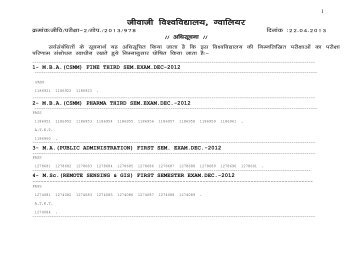 Results - Jiwaji University, Gwalior