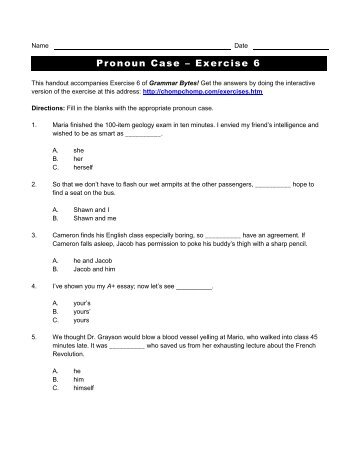 Pronoun Case â Exercise 6 - Grammar Bytes!
