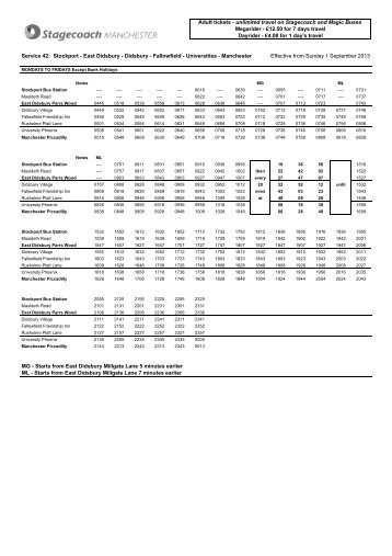 Timetable effective from Sunday 1 September 2013 - Stagecoach