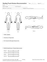 Healing Touch Session Documentation - Healing Touch Program