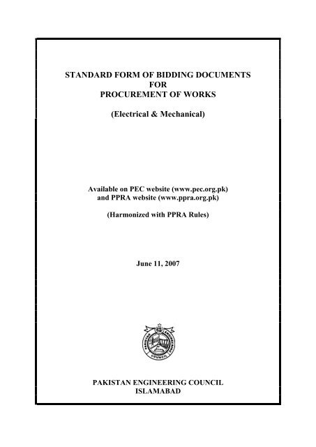 STANDARD FORM OF BIDDING DOCUMENTS FOR ...