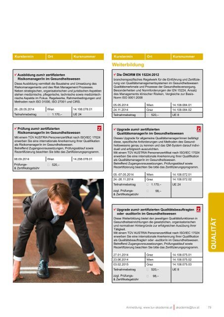 Download PDF Kursprogramm 2014 - TÜV Austria Akademie