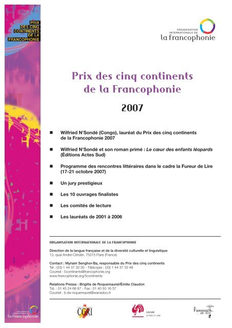 Dossier Presse:Mise en page 1 - Organisation internationale de la ...