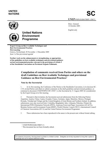 United Nations Environment Programme - Stockholm Convention on ...