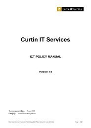 (ICT) Policy Manual - Curtin Policies and Procedures