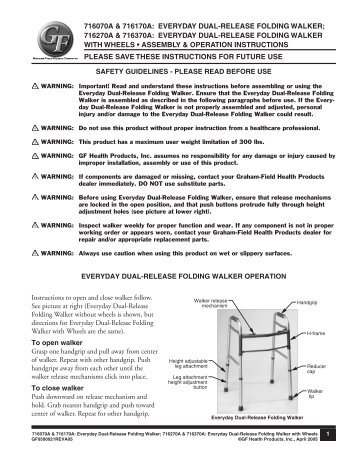 everyday dual-release folding walker - GF Health Products, Inc.